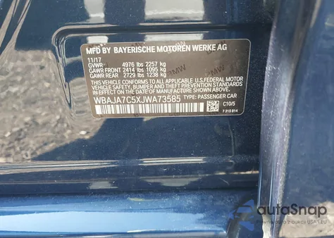 2018 BMW 530I xDrive z USA, uszkodzony, nr VIN WBAJA7C5XJWA73585